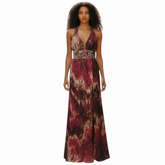 $348 NWT Riva Formal Evening Gown Size 8 Halter Maxi Dress Wedding Party Prom - Picture 1 of 15